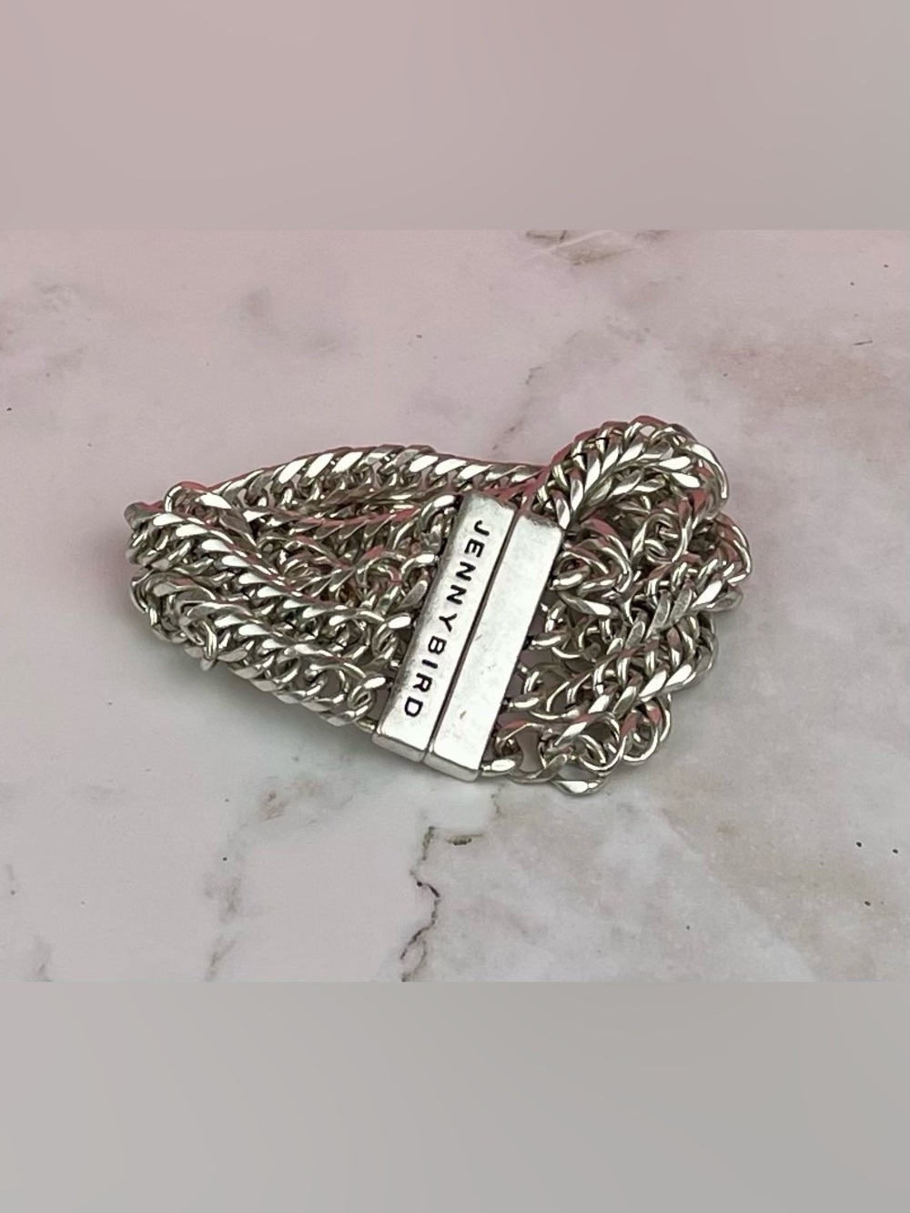 Jenny Bird Antique Silver-Tone "Walter" Multi-Strand Curb Chain Cuff Bracelet